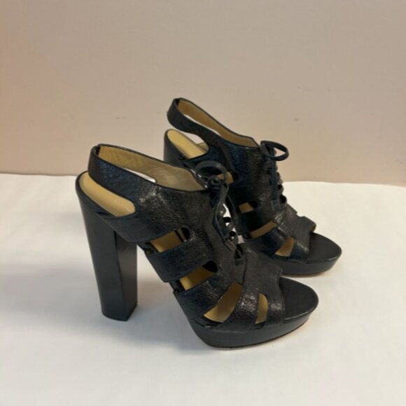 Coach Moreen Caged Lace-up Black Platform Heel - Size 8.5 - Picture 1 of 4